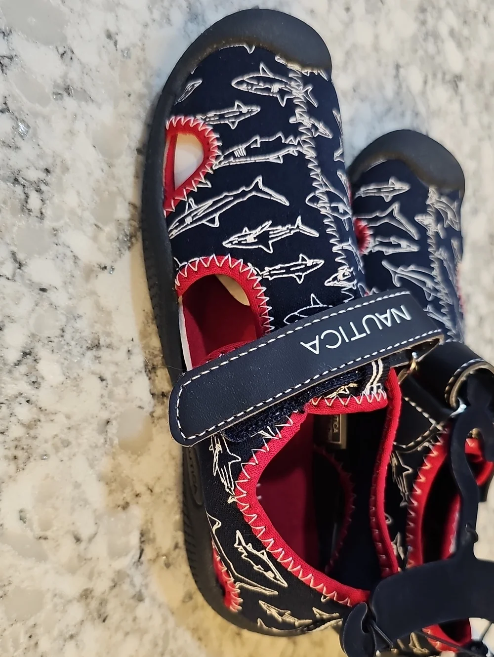 Nautica Blue Red Shark Water Beach Shoes, Size 12